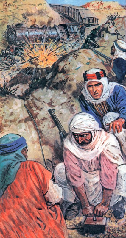 अरब के लॉरेंस और उनके अनुयायियों ने रेलगाड़ियों में तोड़फोड़ की और रेलवे लाइनों को उड़ा दिया द्वारा अंग्रेजी स्कूल