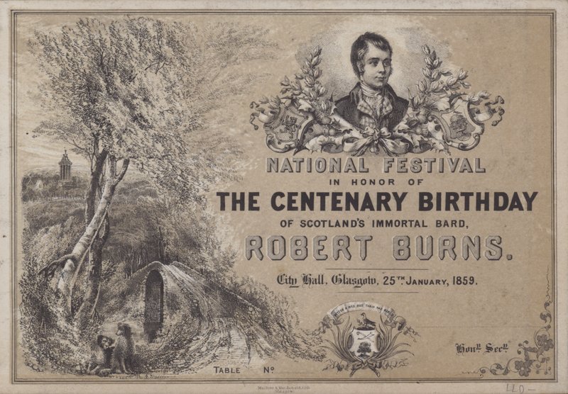 25 जनवरी 1859 को स्कॉटलैंड के अमर बर्थ, रॉबर्ट बर्न्स के शताब्दी समारोह के सम्मान में राष्ट्रीय समारोह द्वारा अंग्रेजी स्कूल