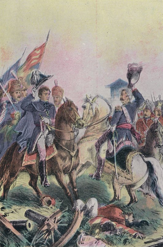 वाटरलू की लड़ाई, 1815 के बाद ड्यूक ऑफ वेलिंगटन और फील्ड मार्शल ब्लेचर की बैठक द्वारा अंग्रेजी स्कूल