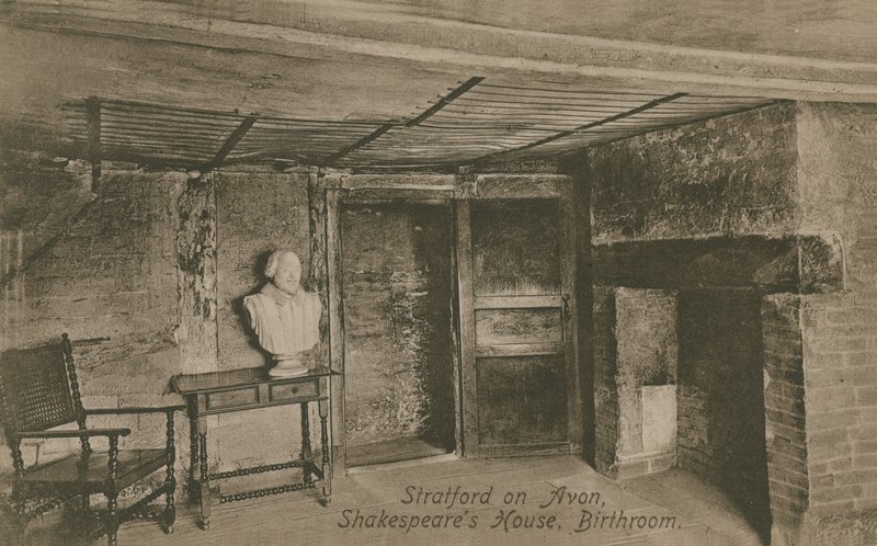 एवन पर बर्थरूम, शेक्सपियर हाउस, स्ट्रैटफ़ोर्ड। 1913 में पोस्टकार्ड भेजा गया। द्वारा अंग्रेजी फोटोग्राफर