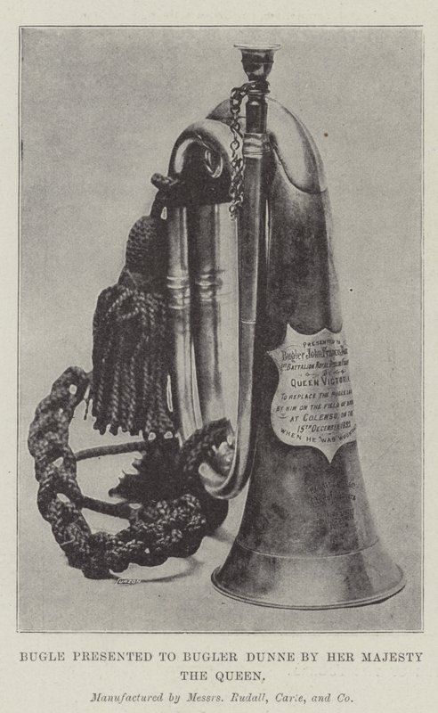 Bugle ने Bugler Dunne को महारानी द क्वीन द्वारा प्रस्तुत किया द्वारा अंग्रेजी फोटोग्राफर