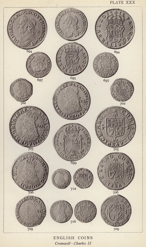 अंग्रेजी सिक्के, क्रॉमवेल, चार्ल्स द्वितीय (बी/डब्ल्यू फोटो) द्वारा अंग्रेजी फोटोग्राफर