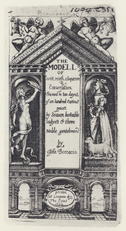 G Boccaccio, The Model of Witt, Decameron, T Cotes for B Allen and W Hope 1634 (b/w photo) द्वारा अंग्रेजी फोटोग्राफर