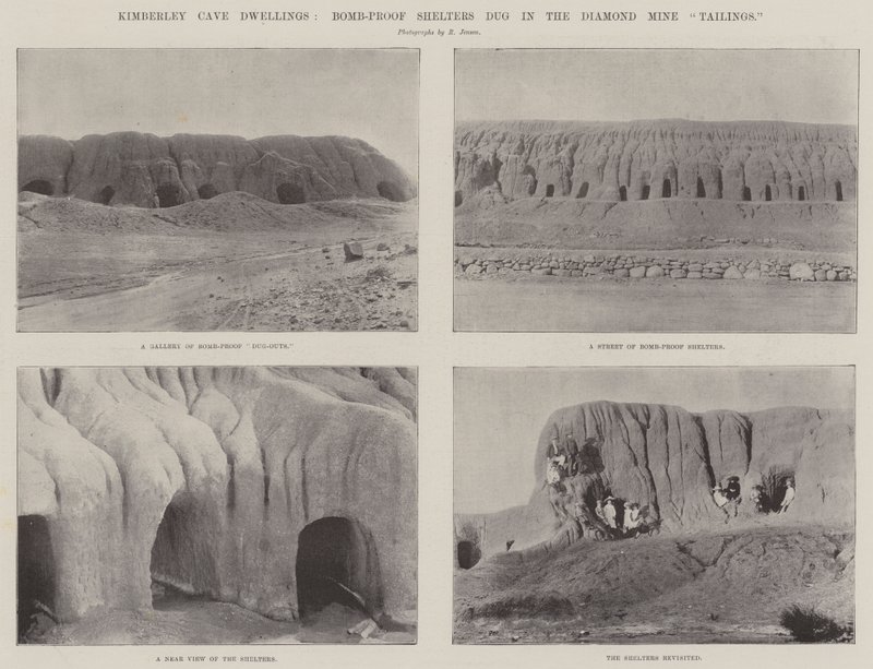 Kimberley Cave Dwellings, Bomb-Proof Shelters ने डायमंड माइन टेलिंग्स में खुदाई की द्वारा अंग्रेजी फोटोग्राफर