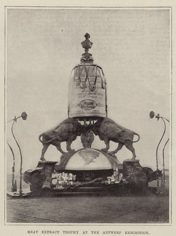 एंटवर्प प्रदर्शनी में मीट एक्सट्रैक्ट ट्रॉफी द्वारा अंग्रेजी फोटोग्राफर