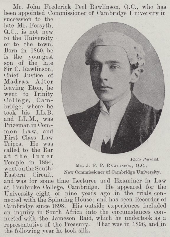 श्री JFP Rawlinson, QC, कैम्ब्रिज विश्वविद्यालय के नए आयुक्त द्वारा अंग्रेजी फोटोग्राफर