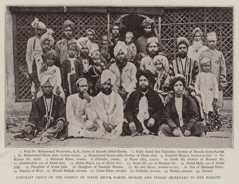 हाफिज अब्दुल करीम के परिवार का पोर्ट्रेट समूह, मुंशी और भारतीय महामहिम के सचिव द्वारा अंग्रेजी फोटोग्राफर