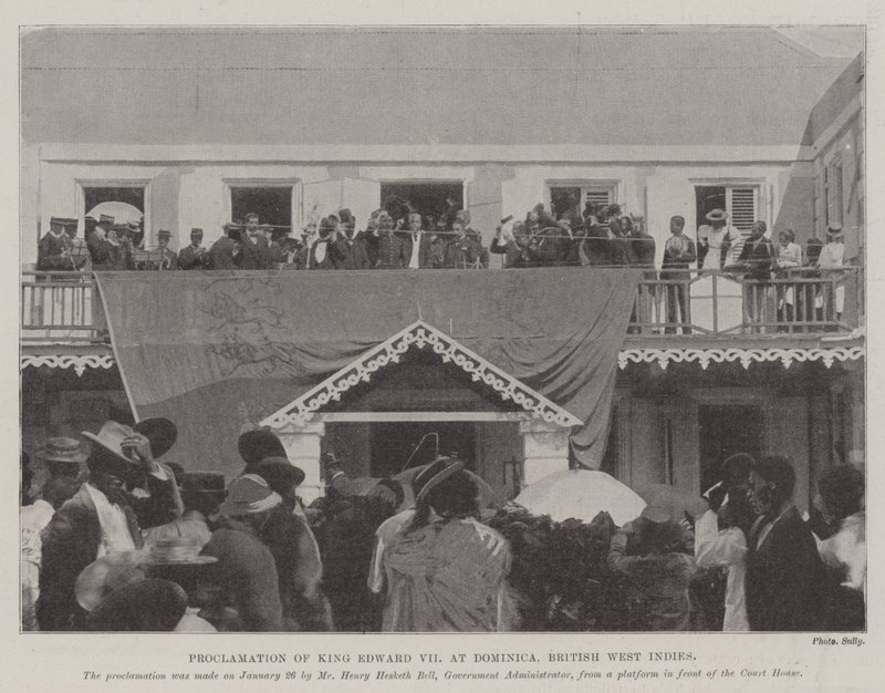 डोमिनिका, ब्रिटिश वेस्ट इंडीज में किंग एडवर्ड सप्तम की घोषणा द्वारा अंग्रेजी फोटोग्राफर
