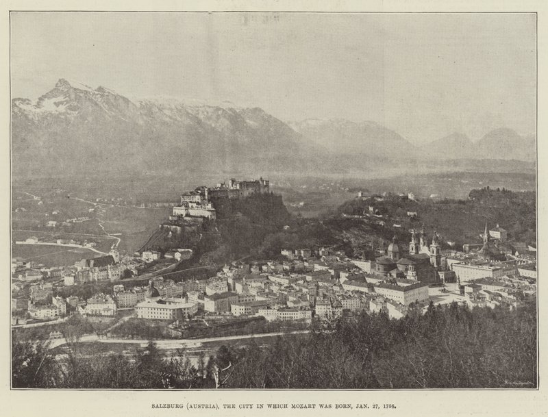 साल्ज़बर्ग (ऑस्ट्रिया), जिस शहर में मोजार्ट का जन्म हुआ, 27 जनवरी 1756 द्वारा अंग्रेजी फोटोग्राफर