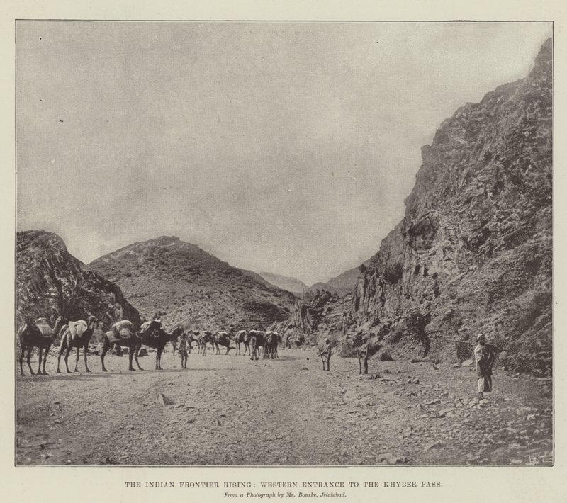 द इंडियन फ्रंटियर राइजिंग, खैबर दर्रे का पश्चिमी प्रवेश द्वारा अंग्रेजी फोटोग्राफर