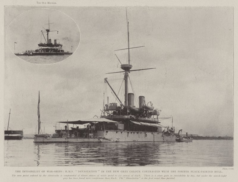 युद्ध-जहाजों की अशुद्धि, न्यू ग्रे रंग में HMS की तबाही द्वारा अंग्रेजी फोटोग्राफर