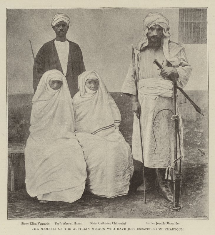 ऑस्ट्रियाई मिशन के सदस्य जो सिर्फ खार्तूम से भाग गए हैं द्वारा अंग्रेजी फोटोग्राफर