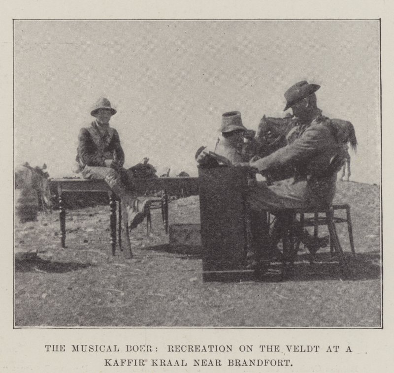 द म्यूज़िकल बोअर, ब्रैंडफोर्ट के पास काफ़िर क्राल में वेल्ड पर मनोरंजन द्वारा अंग्रेजी फोटोग्राफर