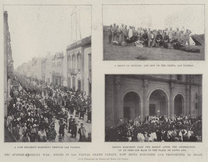 स्पैनिश-अमेरिकी युद्ध, लास पालमास में दृश्य, ग्रैंड कैनरी, अब स्पेन द्वारा फोर्टिफाइड और प्रावधानित किया जा रहा है द्वारा अंग्रेजी फोटोग्राफर