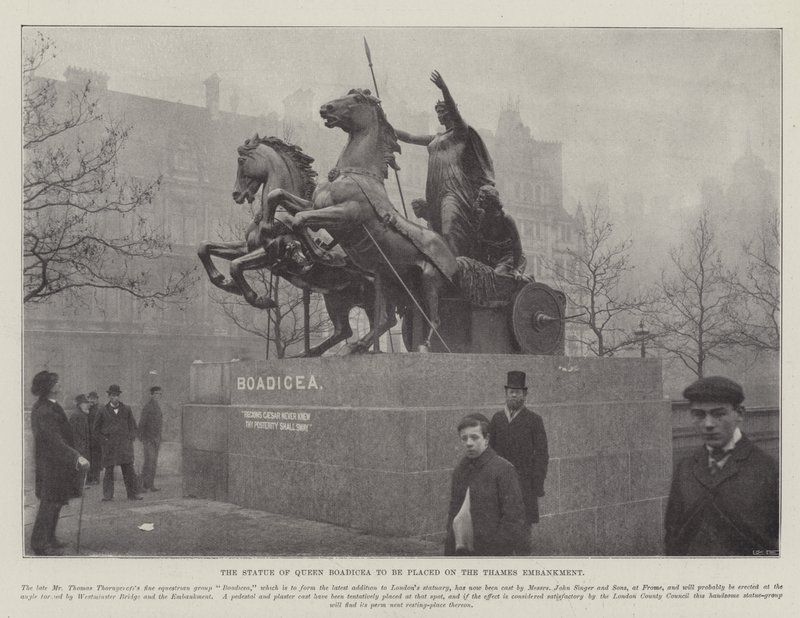 रानी Boadicea की प्रतिमा को टेम्स तटबंध पर रखा गया द्वारा अंग्रेजी फोटोग्राफर