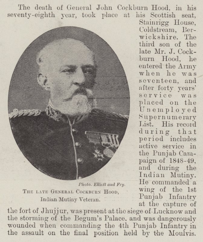 दिवंगत जनरल कॉकबर्न हूड, इंडियन म्यूटिनी वेटरन द्वारा अंग्रेजी फोटोग्राफर