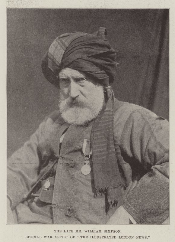 दिवंगत श्री विलियम सिम्पसन, इलस्ट्रेटेड लंदन न्यूज़ के विशेष युद्ध कलाकार द्वारा अंग्रेजी फोटोग्राफर