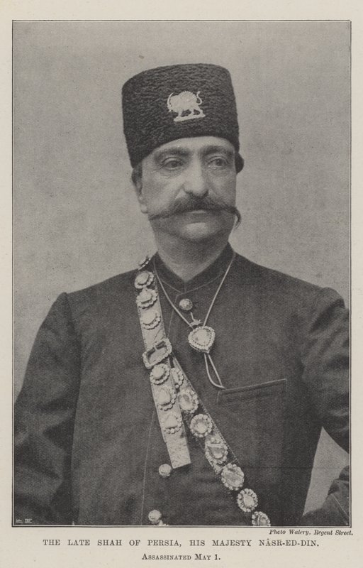 फारस के दिवंगत शाह, महामहिम नसर-एड-दीन, की 1 मई को हत्या कर दी गई द्वारा अंग्रेजी फोटोग्राफर