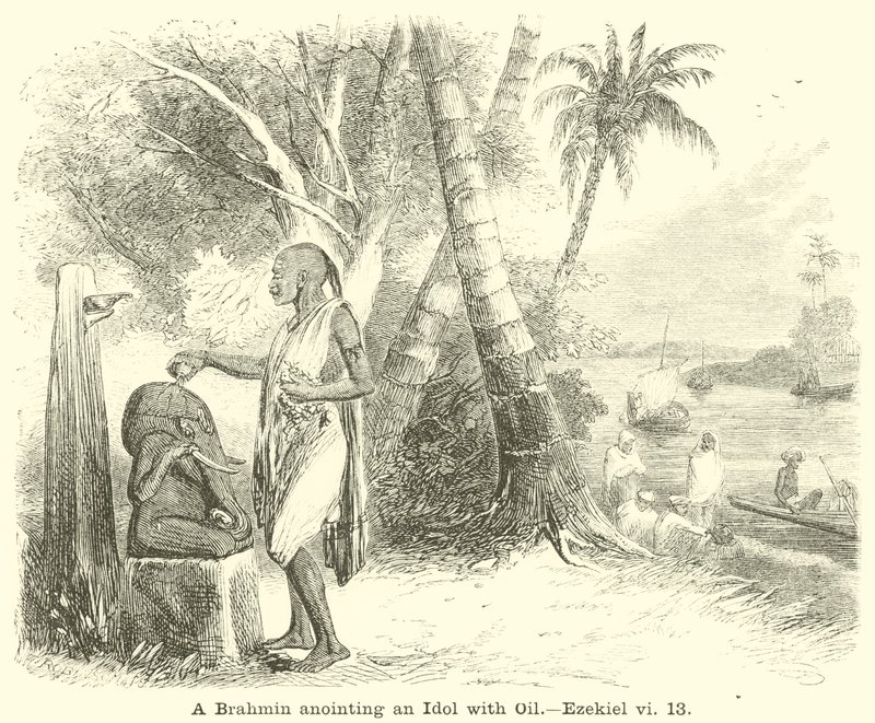 एक ब्राह्मण तेल, ईजेकील, vi, 13 के साथ एक मूर्ति का अभिषेक करता है द्वारा अंग्रेजी स्कूल