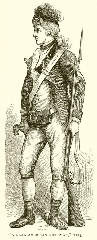 ए रियल अमेरिकन राइफलमैन, 1774 द्वारा अंग्रेजी स्कूल