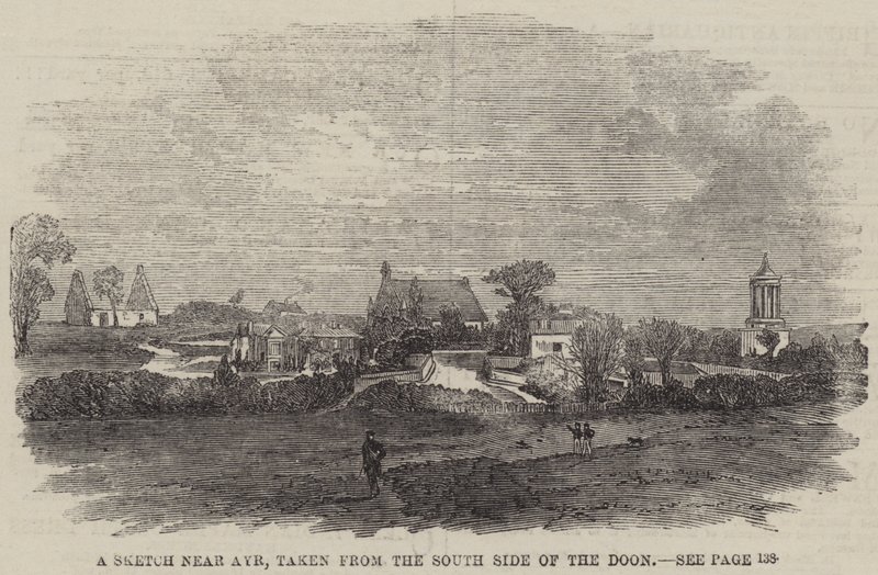 Ayr के पास एक स्केच, दून के दक्षिण की ओर से लिया गया (उत्कीर्णन) द्वारा अंग्रेजी स्कूल