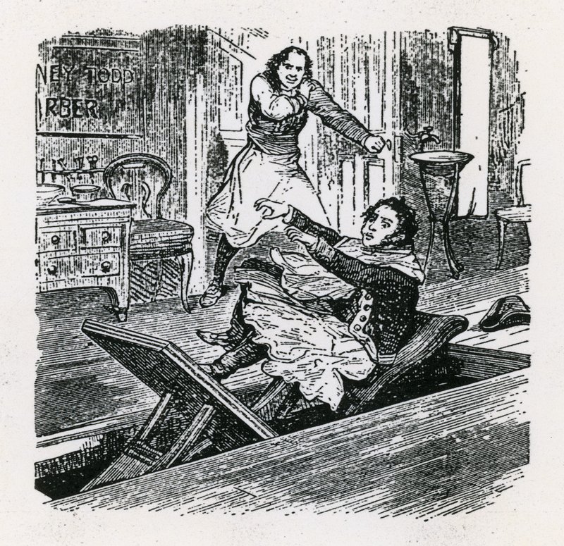 ए स्ट्रिंग ऑफ पीयर्स या द फ्रेंड ऑफ फ्लीट स्ट्रीट (1847), ब्रिटानिया, होक्सटन। स्वीनी टोड द्वारा अंग्रेजी स्कूल