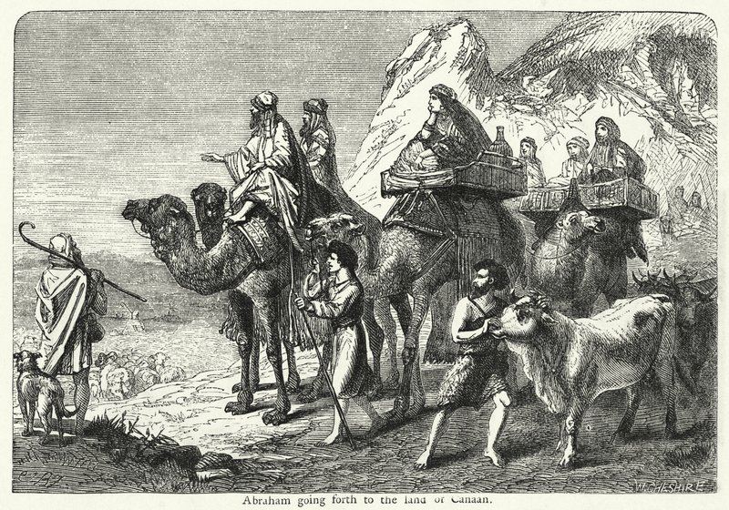 इब्राहीम कनान की भूमि पर जा रहा है (उत्कीर्णन) द्वारा अंग्रेजी स्कूल