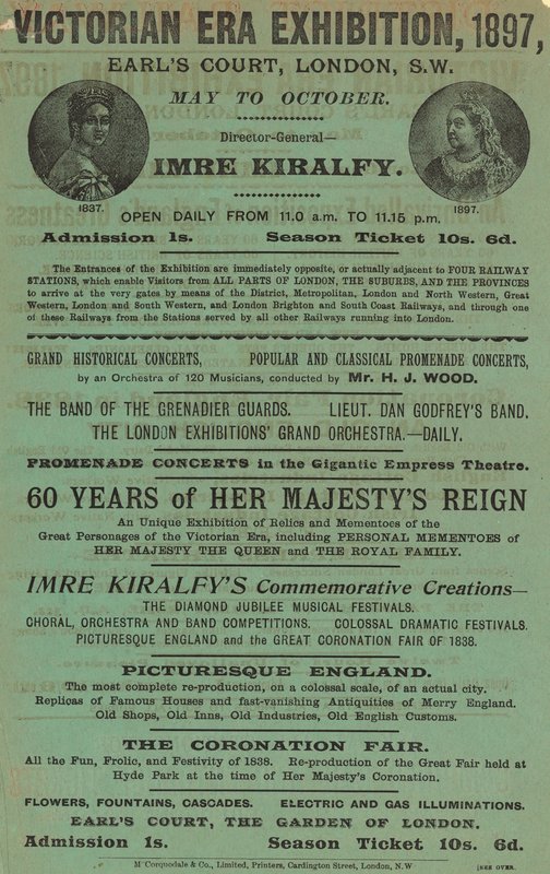 विक्टोरियन एरा प्रदर्शनी के लिए विज्ञापन, 1897, इयरल्स कोर्ट में द्वारा अंग्रेजी स्कूल