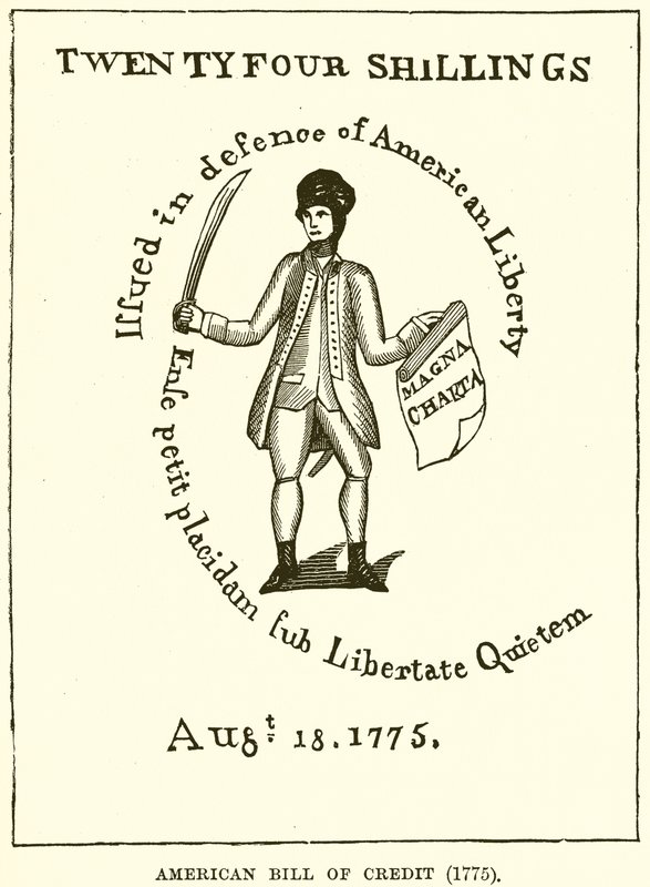 अमेरिकन बिल ऑफ क्रेडिट (1775) द्वारा अंग्रेजी स्कूल