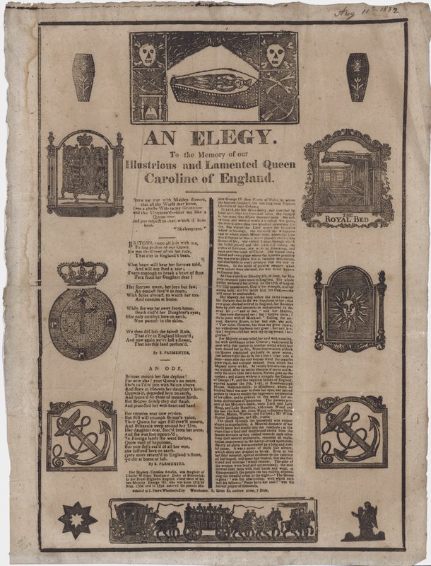इंग्लैंड की रानी कैरोलिन की स्मृति में एक शोकगीत (उत्कीर्णन) द्वारा अंग्रेजी स्कूल