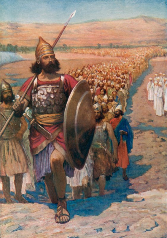 "उठो, इस यरदन के पार जाओ, तू, और यह सब लोग," यहोशू I 2 (रंग लिथो) द्वारा अंग्रेजी स्कूल