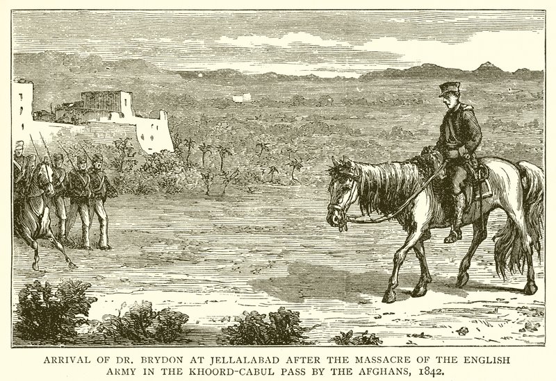1842 में अफगानों द्वारा खोआर्ड-कैबुल दर्रे में अंग्रेजी सेना के नरसंहार के बाद डॉ। ब्राइडन का जलेलाबाद आगमन द्वारा अंग्रेजी स्कूल