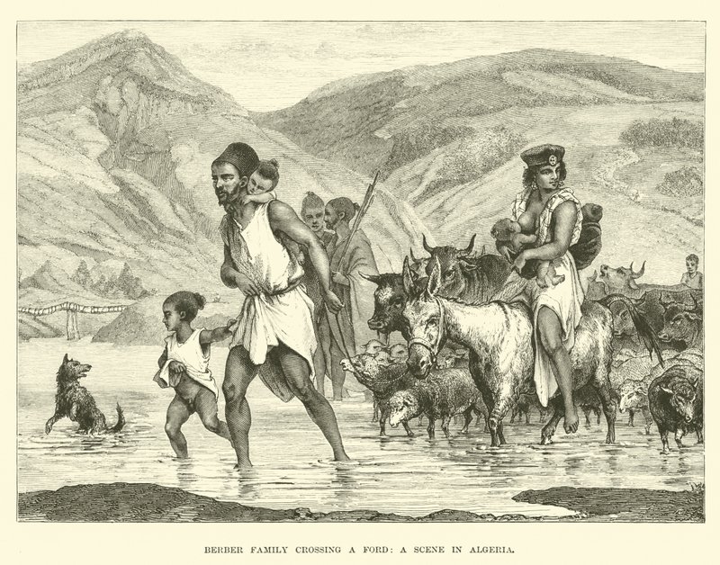 अल्जीरिया में एक दृश्य, एक कांटा पार करते हुए नाई परिवार द्वारा अंग्रेजी स्कूल