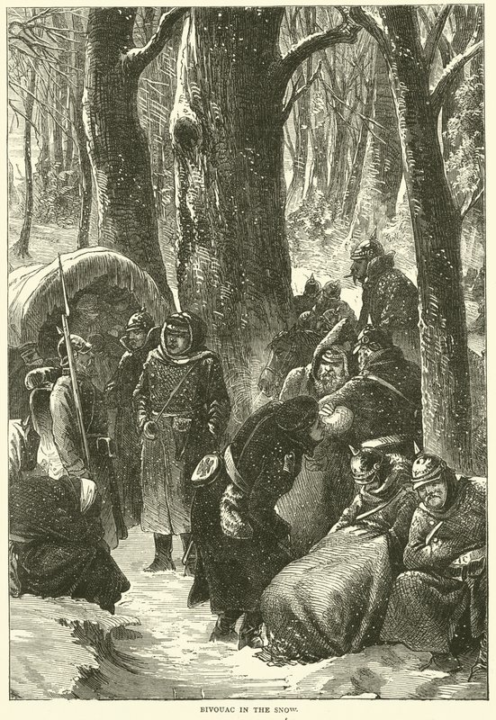बर्फ में Bivouac, नवंबर 1870 द्वारा अंग्रेजी स्कूल