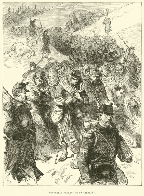 बोर्बाकिस स्विट्जरलैंड के लिए पीछे हट गया, जनवरी 1871 द्वारा अंग्रेजी स्कूल