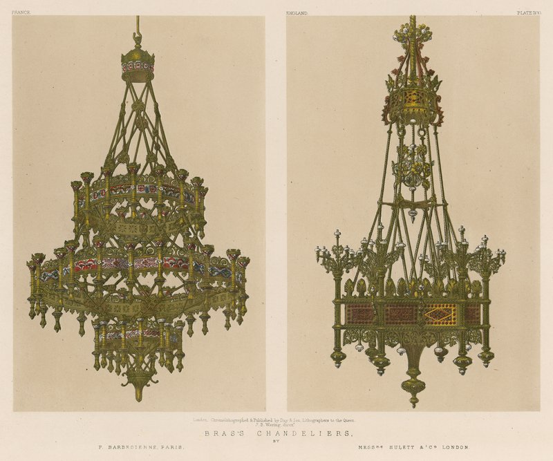 F Barbedienne, Paris, Messrs Hulett and Co, London द्वारा पीतल के झाड़ द्वारा अंग्रेजी स्कूल
