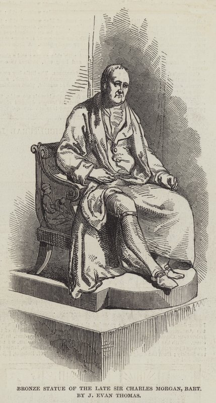 जे इवान थॉमस द्वारा स्वर्गीय सर चार्ल्स मॉर्गन, बैरोनेट की कांस्य प्रतिमा (उत्कीर्णन) द्वारा अंग्रेजी स्कूल