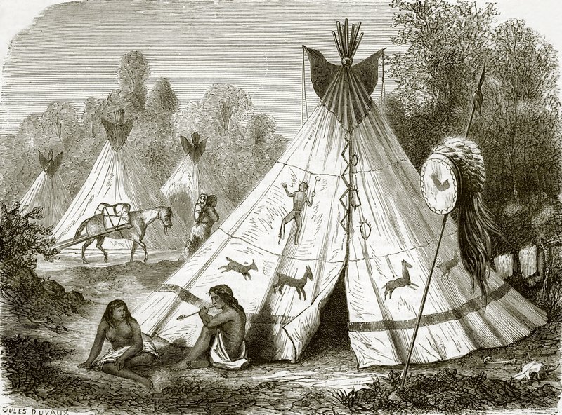 Comanche भारतीयों का शिविर द्वारा अंग्रेजी स्कूल