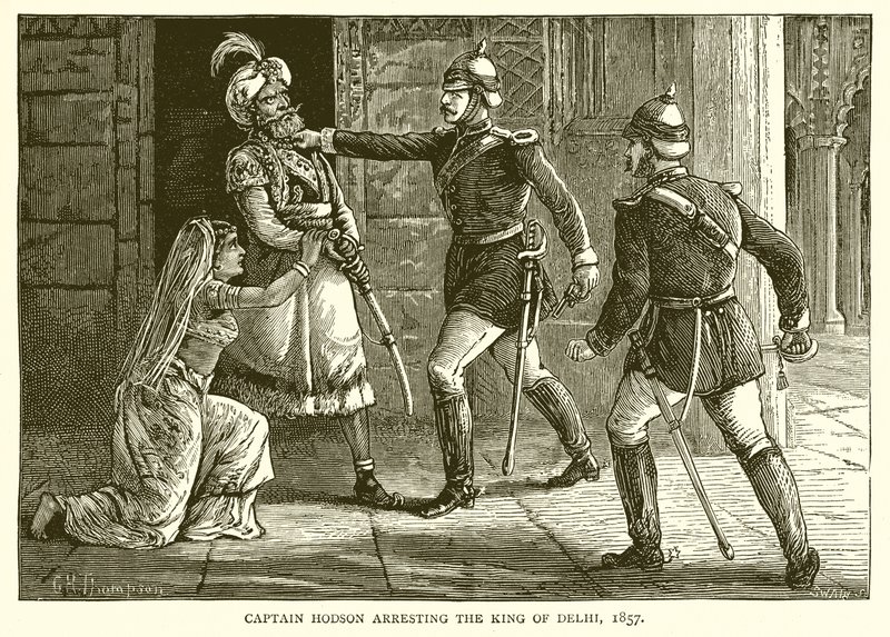 1857 में दिल्ली के राजा को गिरफ्तार करते हुए कैप्टन हॉडसन द्वारा अंग्रेजी स्कूल