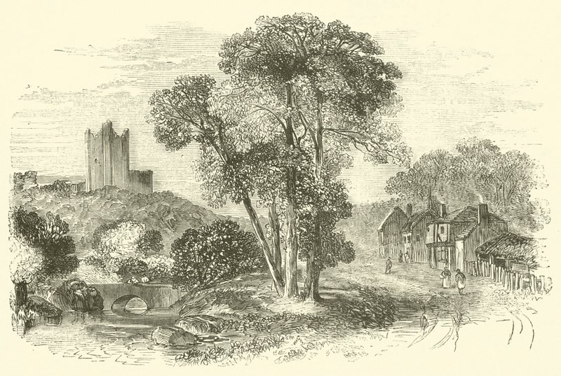 Conisborough (या Conisbourgh) कैसल (उत्कीर्णन) द्वारा अंग्रेजी स्कूल