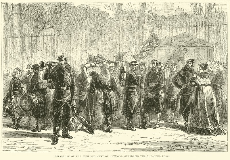 अक्टूबर 1870 को उन्नत पदों के लिए नेशनल गार्ड्स की 10 वीं रेजिमेंट की प्रस्थान द्वारा अंग्रेजी स्कूल