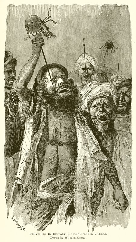 एक्स्टसी में डर्वशेज उनके गालों को छेदते हैं द्वारा अंग्रेजी स्कूल