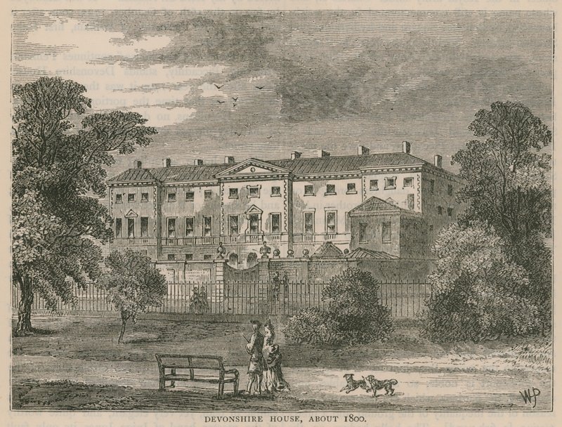 Devonshire House, London, लगभग 1800 में द्वारा अंग्रेजी स्कूल