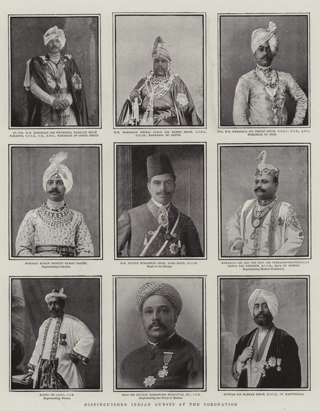 द कोरियनेशन में प्रतिष्ठित भारतीय मेहमान, द ग्राफिक से चित्रण, 28 जून 1902 द्वारा अंग्रेजी स्कूल