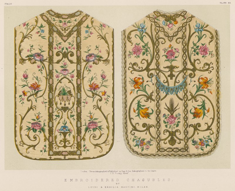 लुइगी और एर्सिलिया मार्टिनी, मिलान द्वारा कशीदाकारी Chasubles द्वारा अंग्रेजी स्कूल