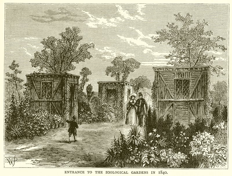 1840 में प्राणि उद्यान में प्रवेश द्वारा अंग्रेजी स्कूल