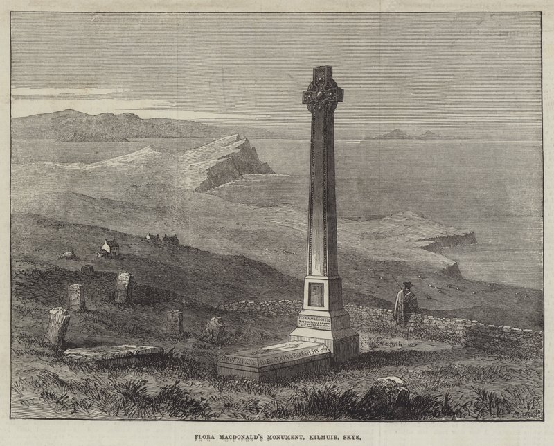 फ्लोरा मैकडोनाल्ड्स स्मारक, किल्मुइर, स्काई (उत्कीर्णन) द्वारा अंग्रेजी स्कूल