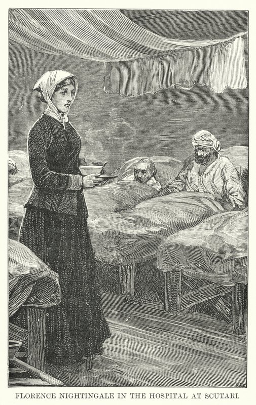 स्कूटी के अस्पताल में फ्लोरेंस नाइटिंगेल (उत्कीर्णन) द्वारा अंग्रेजी स्कूल