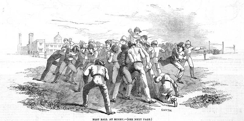 द इलस्ट्रेटेड लंदन न्यूज़ से रग्बी में फुटबॉल, 20 दिसंबर 1845 द्वारा अंग्रेजी स्कूल