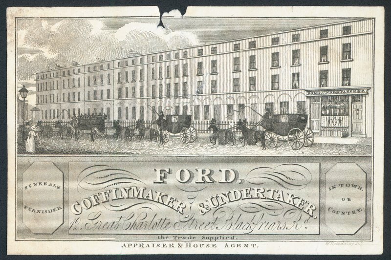 Ford, coffinmaker और undertaker, ट्रेड कार्ड द्वारा अंग्रेजी स्कूल